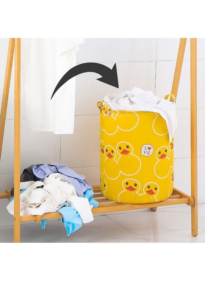 wolpin Wolpin Laundry Bag Waterproof Toy Storage, Laundry Basket Organizer with Handles Foldable Moistureproof Large (63 L) - Duck Yellow,Cotton  - Image 4