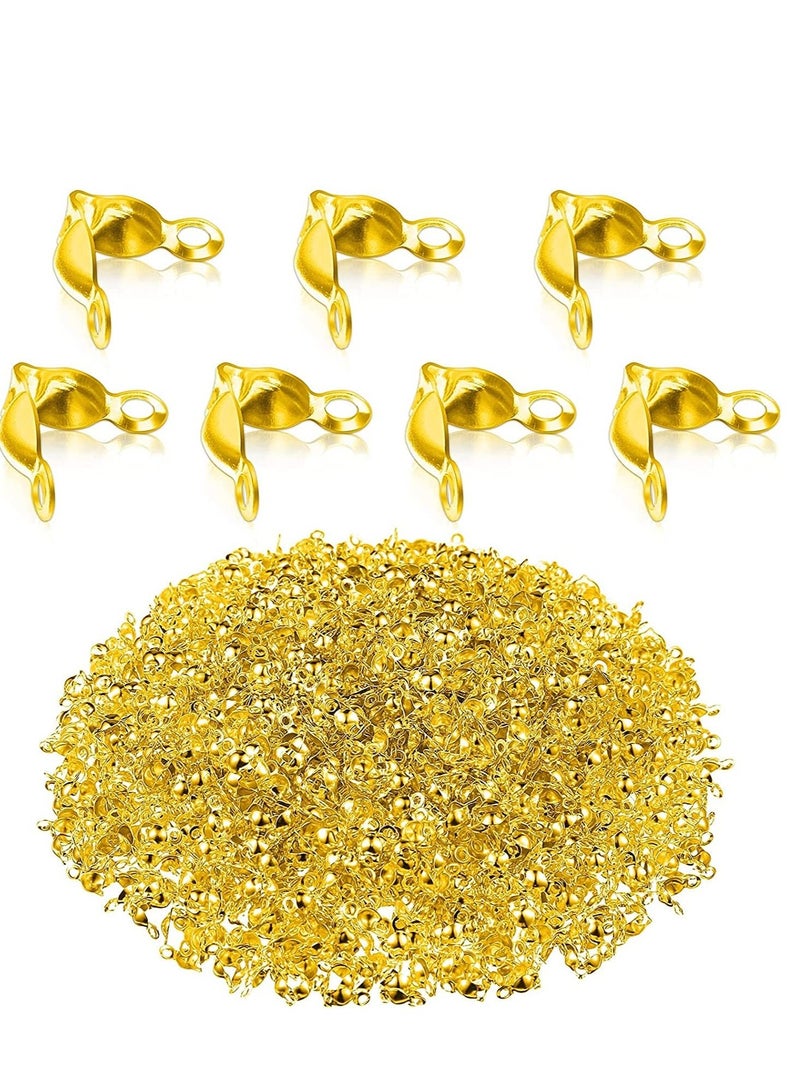 Excefore Bead Tips Knot Covers, 1000 Pcs Clamshell Crimp Beads Set Jewelry Making for Covers Fold-Over DIY Bracelets Necklaces (Gold) - Image 1