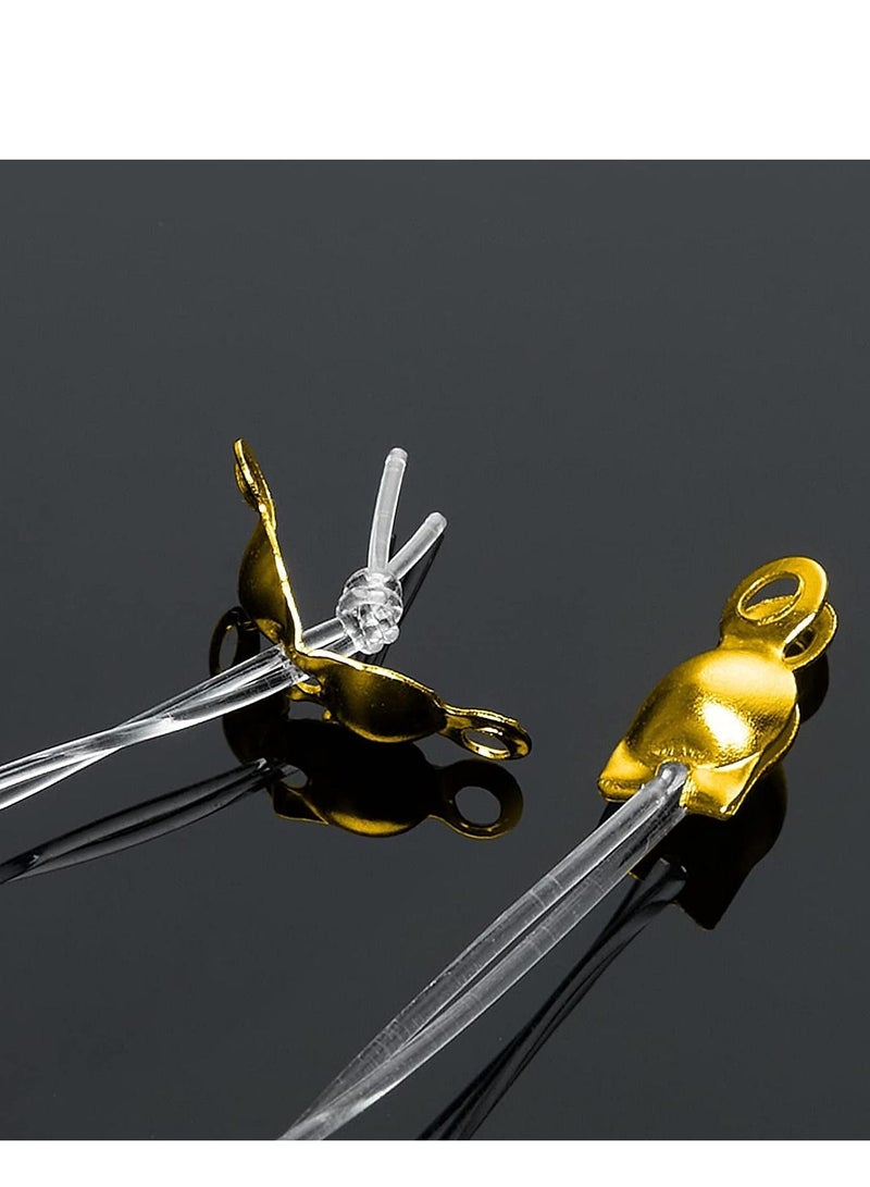 Excefore Bead Tips Knot Covers, 1000 Pcs Clamshell Crimp Beads Set Jewelry Making for Covers Fold-Over DIY Bracelets Necklaces (Gold) - Image 2