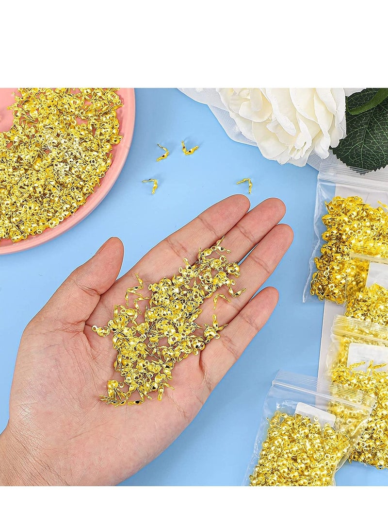 Excefore Bead Tips Knot Covers, 1000 Pcs Clamshell Crimp Beads Set Jewelry Making for Covers Fold-Over DIY Bracelets Necklaces (Gold) - Image 5