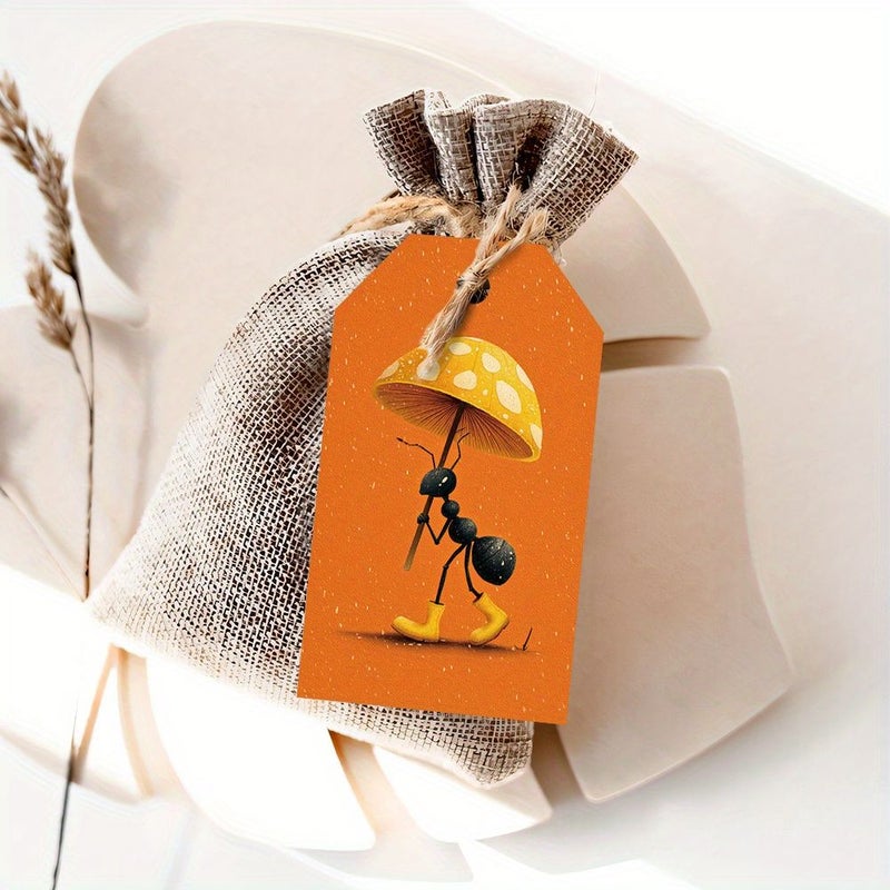 48Pcs Gift Tags with Hemp Ropes Ant Mushroom Umbrella Design Cute Creative Home Decor - Image 4