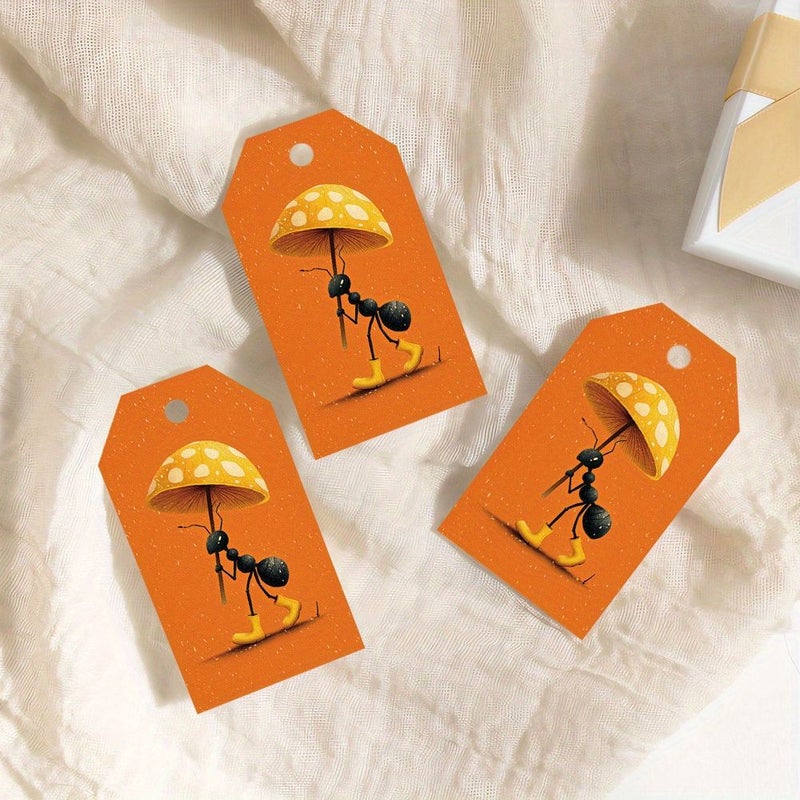 48Pcs Gift Tags with Hemp Ropes Ant Mushroom Umbrella Design Cute Creative Home Decor - Image 2