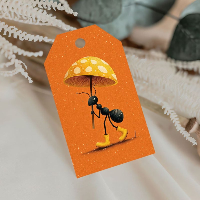 48Pcs Gift Tags with Hemp Ropes Ant Mushroom Umbrella Design Cute Creative Home Decor - Image 5