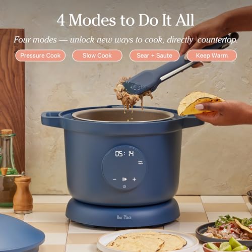 Our Place Dream Cooker | 6-quart Multicooker | 4 Versatile Modes | Pressure Cook, Slow Cook, Sear & Saute, Keep Warm | Hands-Free Steam Release | Tailored Control Panel | Blue Salt - Image 3
