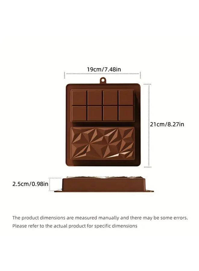 Silicone Creative Chocolate Mold 2 Pcs 8 Block Diamond Tray Cold Heat Resistant Non Stick Baking Tool For Oven Air Fryer Refrigerator - Image 3