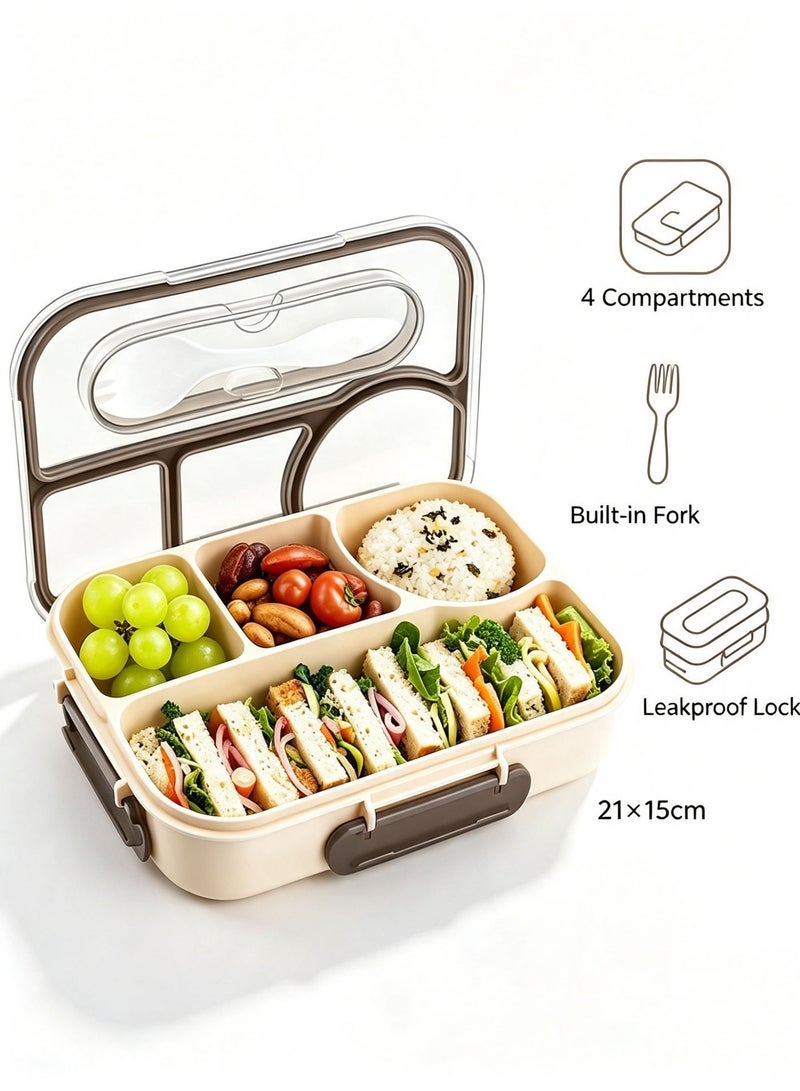 GZYIZHOU Lunch Box for Kids, 4 Compartment 1100ML Food Grade Leak-Proof Bento Box Container for School, Picnic, Office & Travel - Image 2