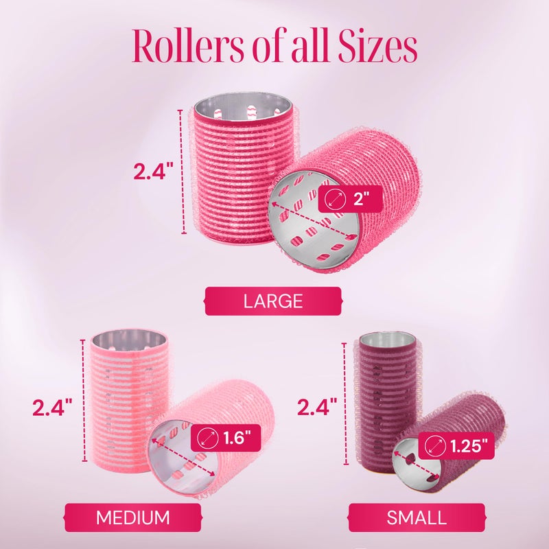 Asani Thermal Rollers for Hair - 37pc Set - 18 Self-Grip Hair Rollers with 18 Clips and Styling Comb - Aluminum Thermal Hair Rollers for Volume and All-Day Curls - For Short, Medium, and Long Hair (Large) - Image 4