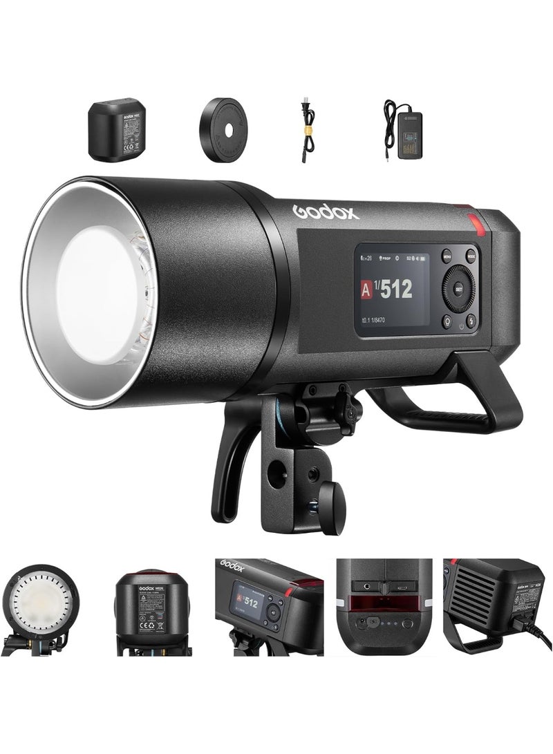 جودوكس فلاش GODOX AD600Pro II الكل في واحد للتصوير الخارجي – قوة 600 واط/ثانية، يدعم TTL ومزامنة عالية السرعة، لاسلكي 2.4GHz، بطارية قابلة لإعادة الشحن، قاعدة Bowens - Image 1