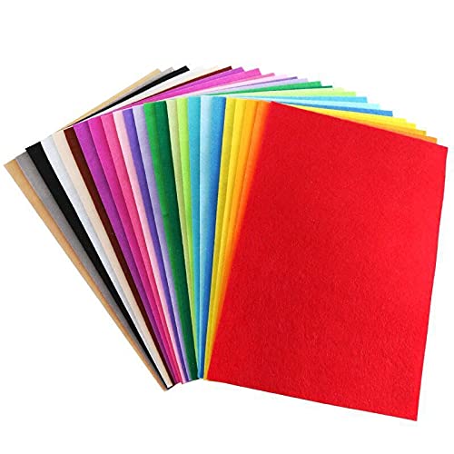Pack of 20 A4 Felt Fabric Sheets for Arts and Crafts Assorted Colours