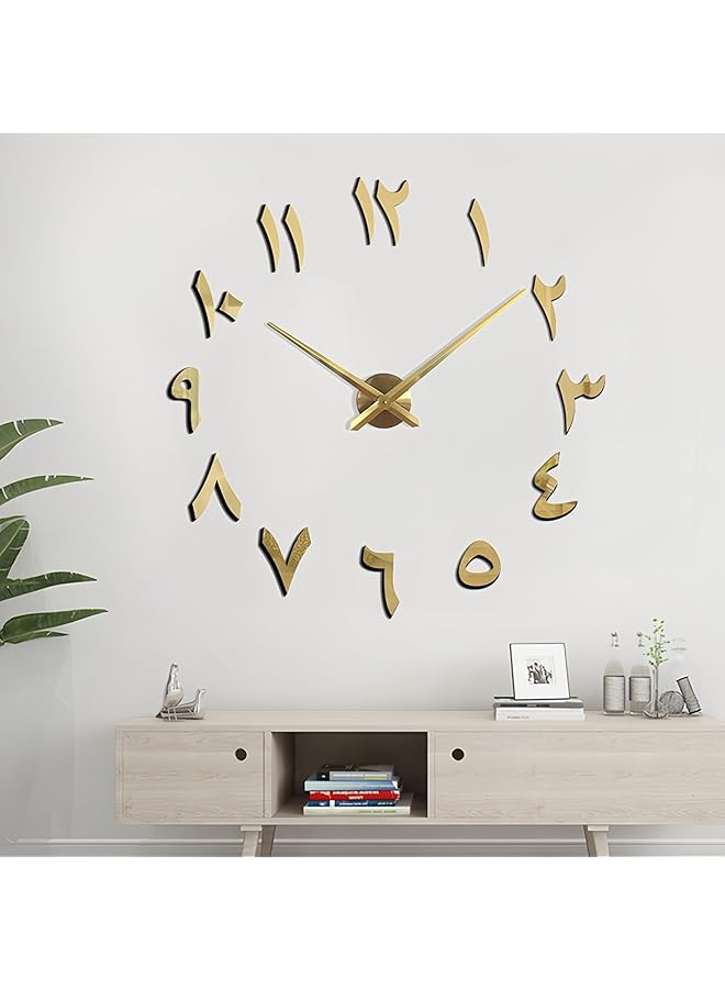 إيروريكس ساعة حائط ملصق مرآة ثلاثي الأبعاد ساعات حائط كبيرة الحجم ساعات حائط ديكورية صامتة لغرفة النوم وغرفة المعيشة والمطبخ والمكتب والمدرسة وديكور المنزل S1 ذهبي - Image 1
