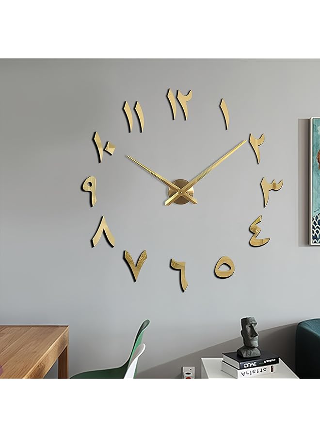 إيروريكس ساعة حائط ملصق مرآة ثلاثي الأبعاد ساعات حائط كبيرة الحجم ساعات حائط ديكورية صامتة لغرفة النوم وغرفة المعيشة والمطبخ والمكتب والمدرسة وديكور المنزل S1 ذهبي - Image 5