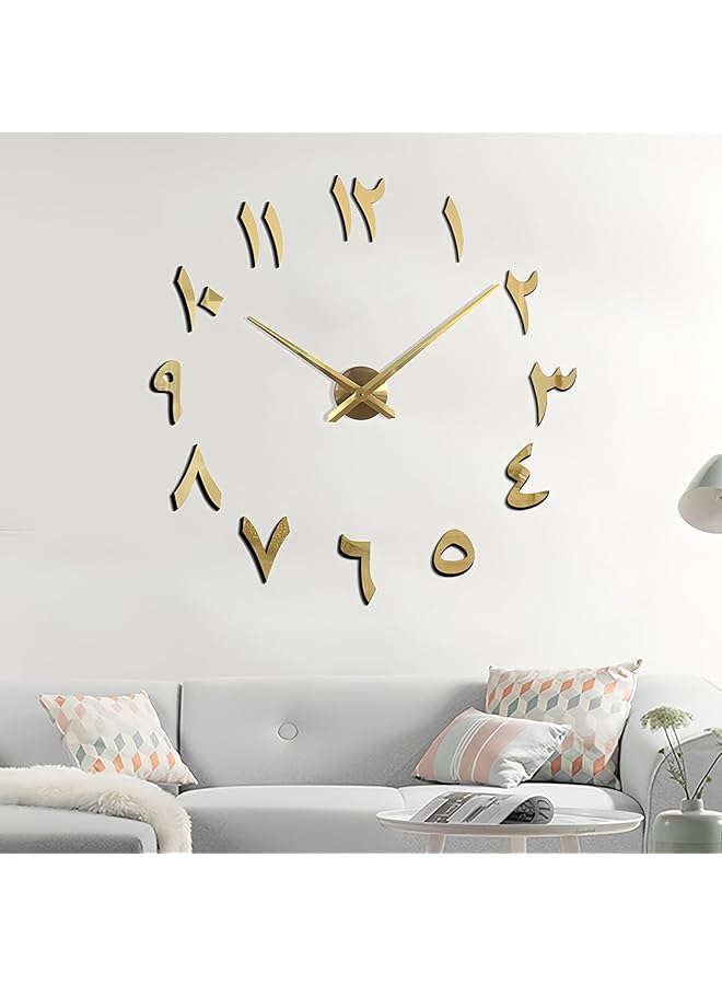 إيروريكس ساعة حائط ملصق مرآة ثلاثي الأبعاد ساعات حائط كبيرة الحجم ساعات حائط ديكورية صامتة لغرفة النوم وغرفة المعيشة والمطبخ والمكتب والمدرسة وديكور المنزل S1 ذهبي - Image 3