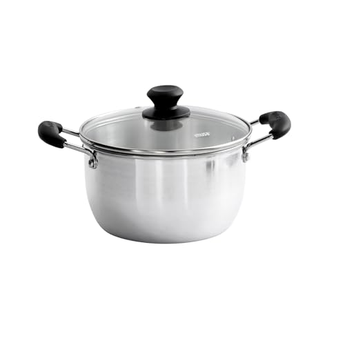 Imusa 781428 Aluminum Pot with Glass Lid and Bakelite Handle, 8 quart, Silver - Image 1