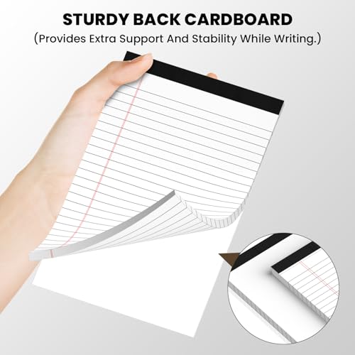 Ciphyfee 6 Pack Notepads 5x8, Small Legal Pads Narrow College Ruled, 30 Sheets/Pack, Perforated Notebook - White Note Pads for School, Memo, Note Taking, Teacher & Office Supplies, Writing Pads of Paper - Image 3
