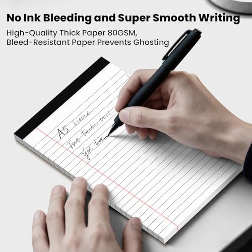 Ciphyfee 6 Pack Notepads 5x8, Small Legal Pads Narrow College Ruled, 30 Sheets/Pack, Perforated Notebook - White Note Pads for School, Memo, Note Taking, Teacher & Office Supplies, Writing Pads of Paper - Image 5