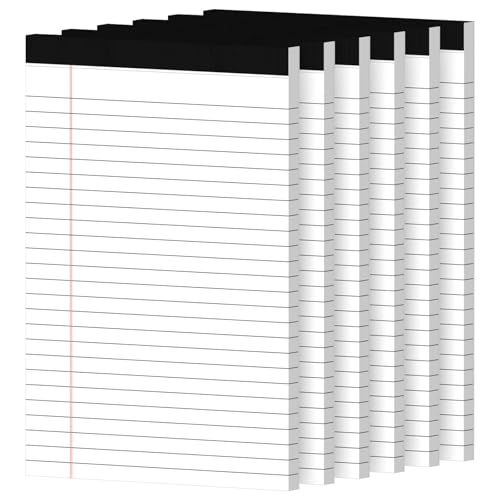 Ciphyfee 6 Pack Notepads 5x8, Small Legal Pads Narrow College Ruled, 30 Sheets/Pack, Perforated Notebook - White Note Pads for School, Memo, Note Taking, Teacher & Office Supplies, Writing Pads of Paper - Image 1