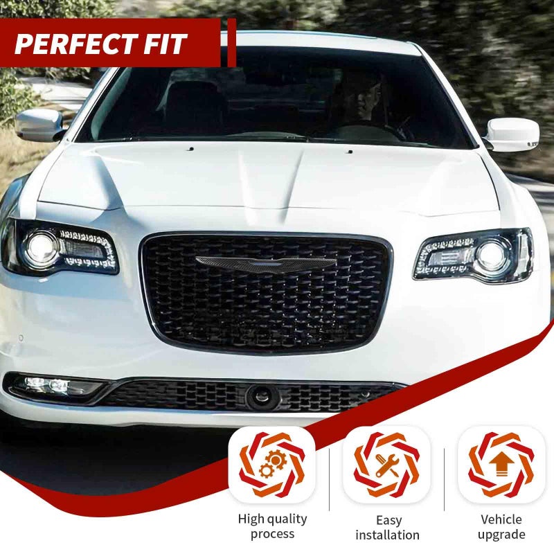 amayum Carbon Fiber Front Bumper Grille Emblem Cover Rear Emblem Badge Cover Trim Kit Exterior Accessories Compatible with Chrysler 300 300C 2015-2023 - Image 4
