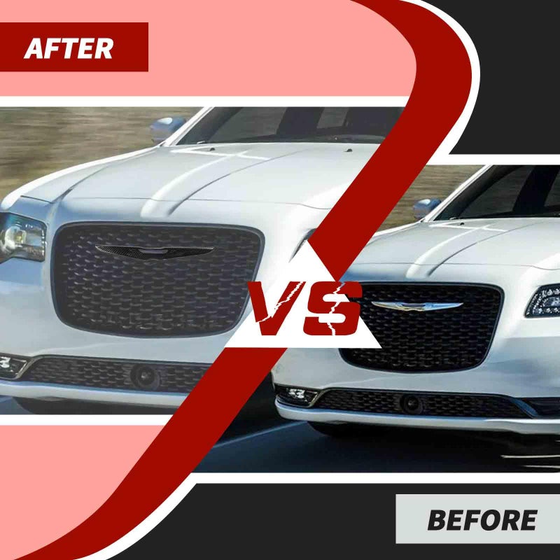 amayum Carbon Fiber Front Bumper Grille Emblem Cover Rear Emblem Badge Cover Trim Kit Exterior Accessories Compatible with Chrysler 300 300C 2015-2023 - Image 2
