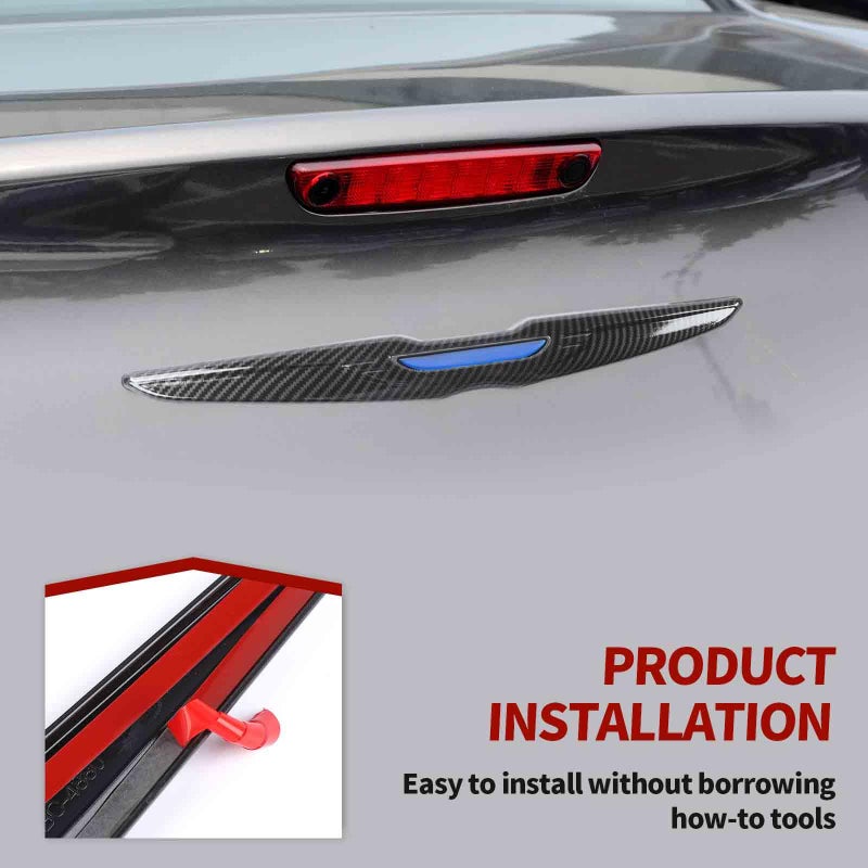 amayum Carbon Fiber Front Bumper Grille Emblem Cover Rear Emblem Badge Cover Trim Kit Exterior Accessories Compatible with Chrysler 300 300C 2015-2023 - Image 3
