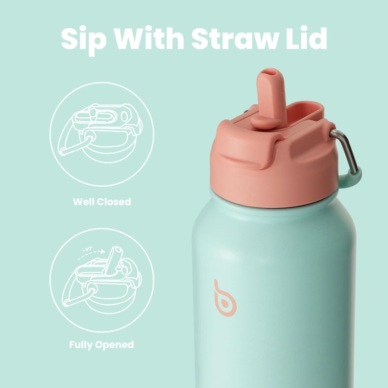 BOTTLE BOTTLE 32 oz Insulated Water Bottle Stainless Steel Sport Water Bottle with Straw Dual-use Lid Design for Gym with Pill Box (dreamy ocean) - Image 3