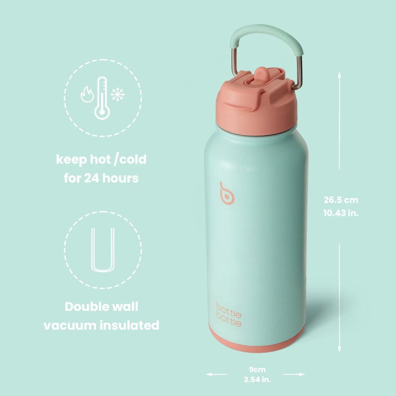 BOTTLE BOTTLE 32 oz Insulated Water Bottle Stainless Steel Sport Water Bottle with Straw Dual-use Lid Design for Gym with Pill Box (dreamy ocean) - Image 5