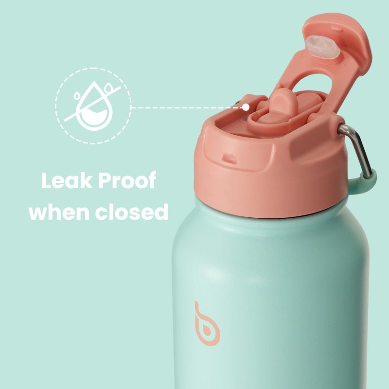 BOTTLE BOTTLE 32 oz Insulated Water Bottle Stainless Steel Sport Water Bottle with Straw Dual-use Lid Design for Gym with Pill Box (dreamy ocean) - Image 4