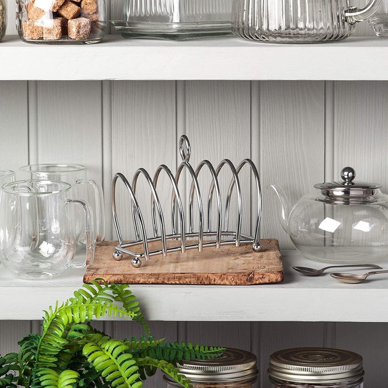 kilo Victorian Design Chrome 6 Slice Toast Rack with Ball Feet and Loop Carry Handle - Image 4