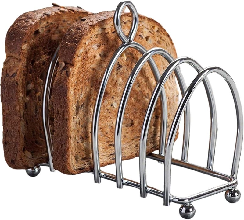 kilo Victorian Design Chrome 6 Slice Toast Rack with Ball Feet and Loop Carry Handle - Image 1