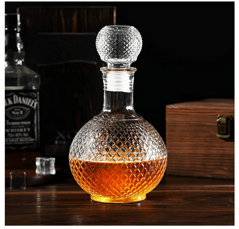 Whiskey Decanter with Airtight Stopper, Liquor Decanter, Lead-Free Crystal Wiskey Brandy Vodka Bourbon Decanter for Gift, Home, Bar, Party Decor, Clear(Earth Bottle) - Image 5