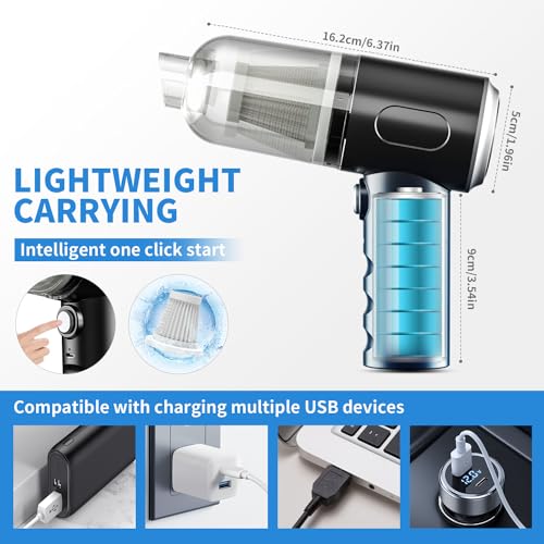 Vcwtty 3 in 1 Keyboard Vacuum Cleaner, 12000PA High Power Handheld Car Vacuum, Cordless Portable Mini Table Vacuum Cleaner, Compressed Air Duster Keyboard Cleaner for Car,Desktop, Pet Hair Cleaning - Image 2