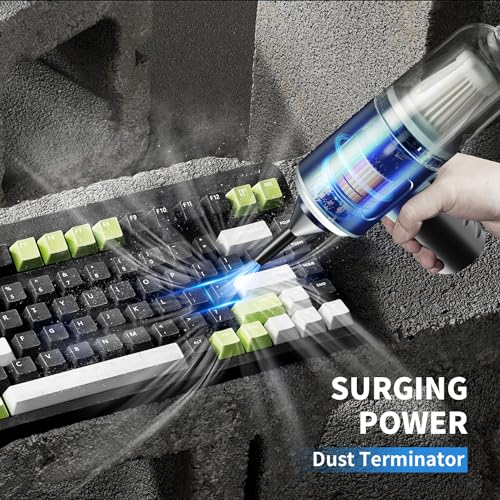 Vcwtty 3 in 1 Keyboard Vacuum Cleaner, 12000PA High Power Handheld Car Vacuum, Cordless Portable Mini Table Vacuum Cleaner, Compressed Air Duster Keyboard Cleaner for Car,Desktop, Pet Hair Cleaning - Image 5