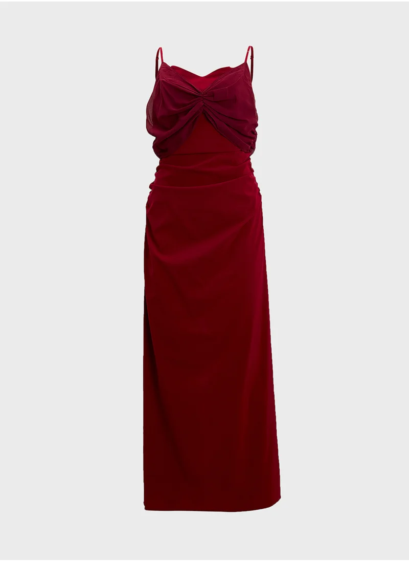 جينجر Strappy Ruched Bodycon Dress