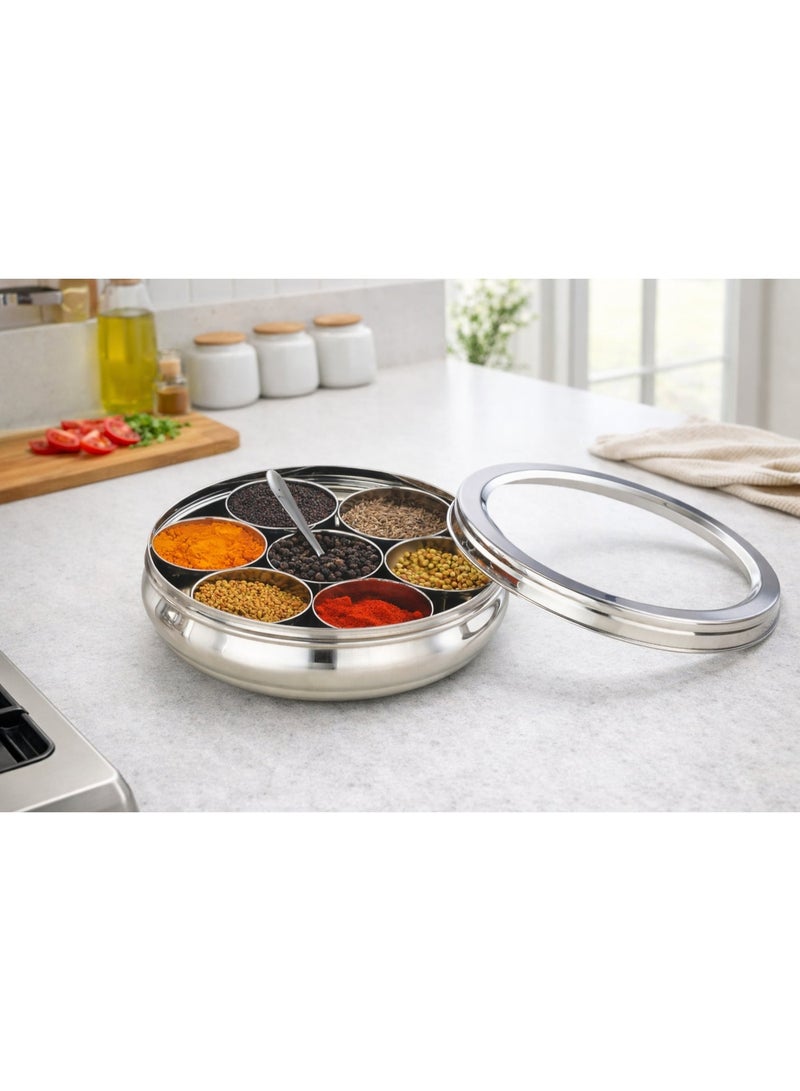 Decent Kitchen Combo Set | Deluxe Stainless Steel Spice Box 12 Inch + 26-Piece Stainless Steel Cutlery Set with Stand | Premium Storage & Dining Essentials - Image 3