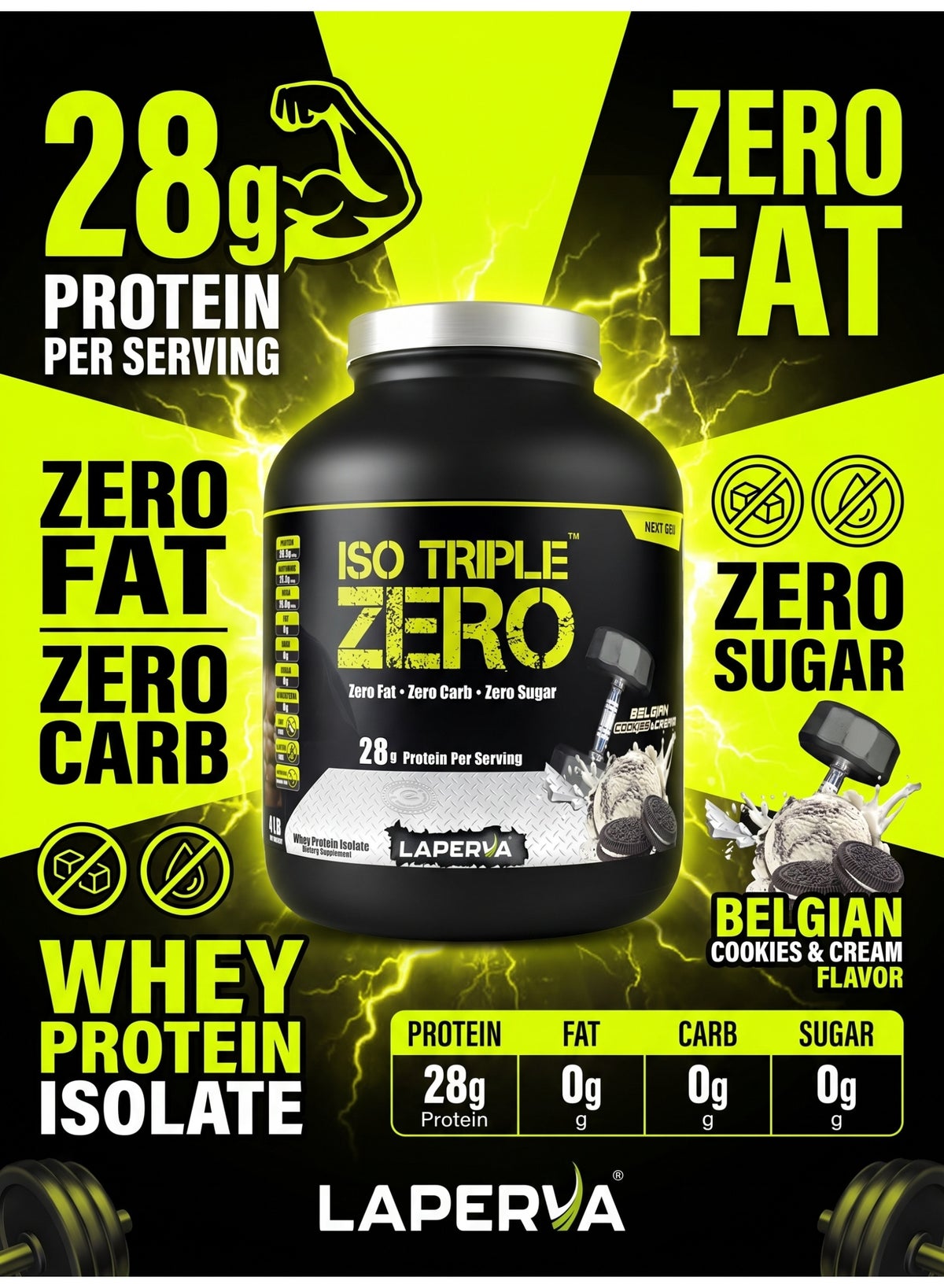 Laperva Iso Triple Zero Next Generation, Cookies And Cream, 4 Lb