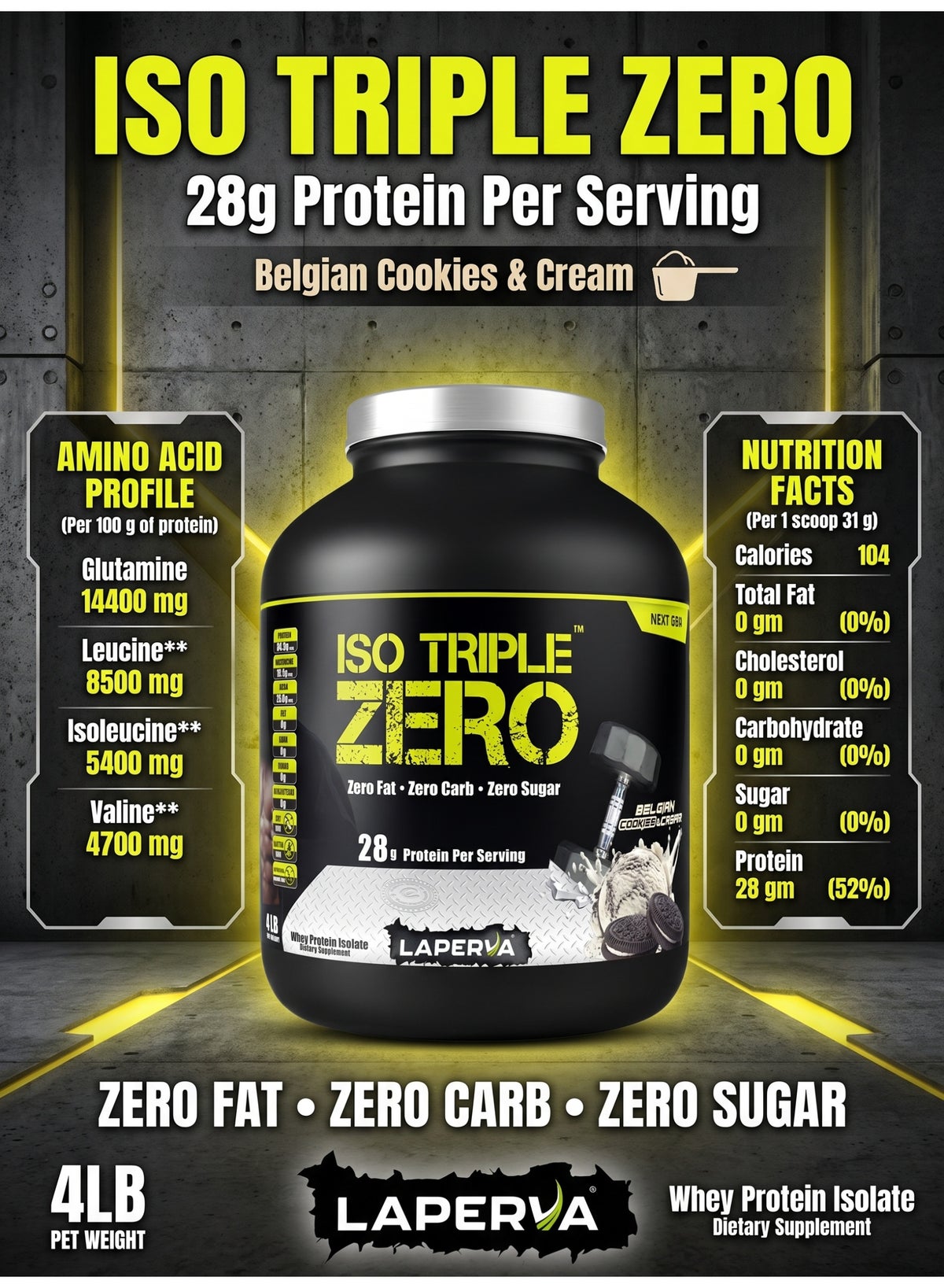 Laperva Iso Triple Zero Next Generation, Cookies And Cream, 4 Lb