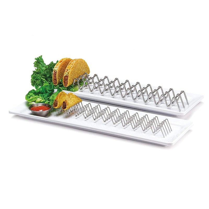 Get G.E.T. Stainless Steel Taco Holder for Eleven or Twelve Tacos - Specialty Servingware Collection - Image 1