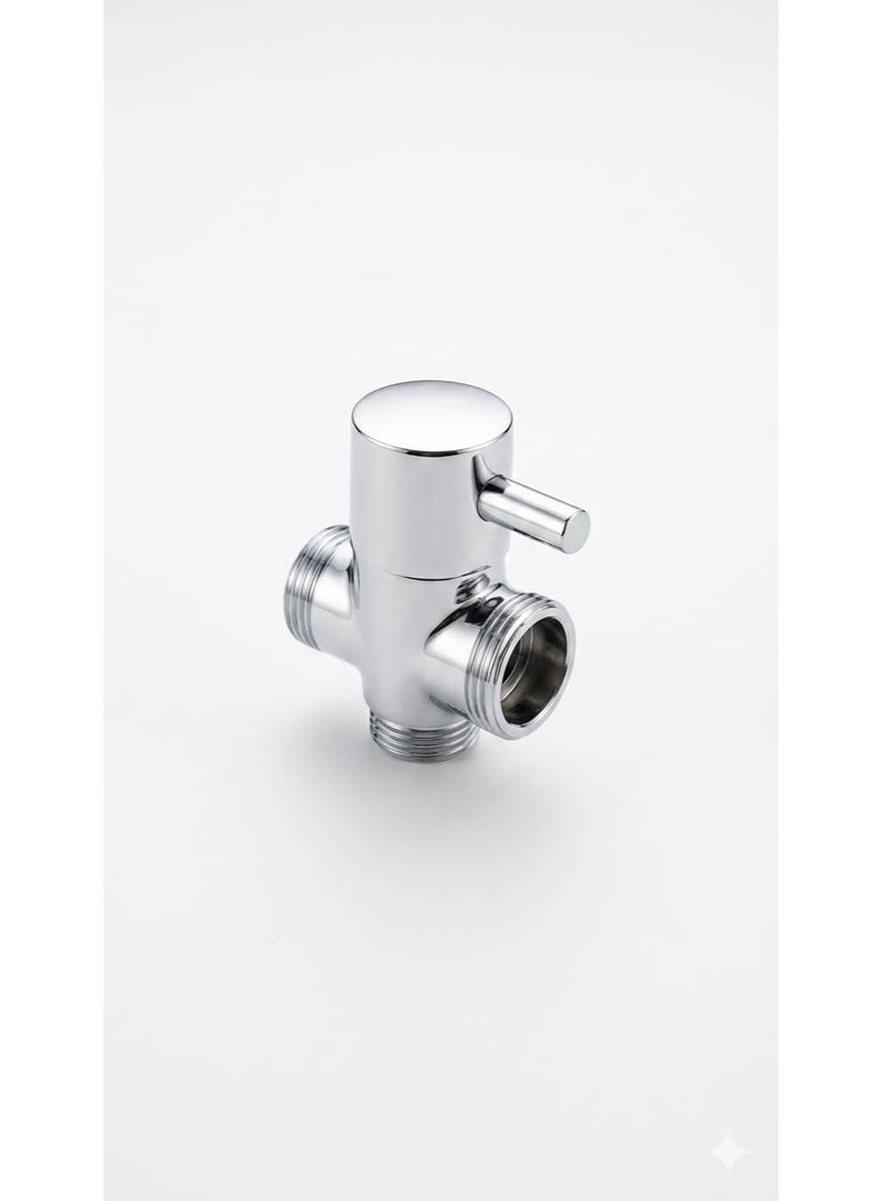 3 Outlet Diverter Valve for Bathroom and Shower Silver Chrome Metal Material 1/2 x 3/4