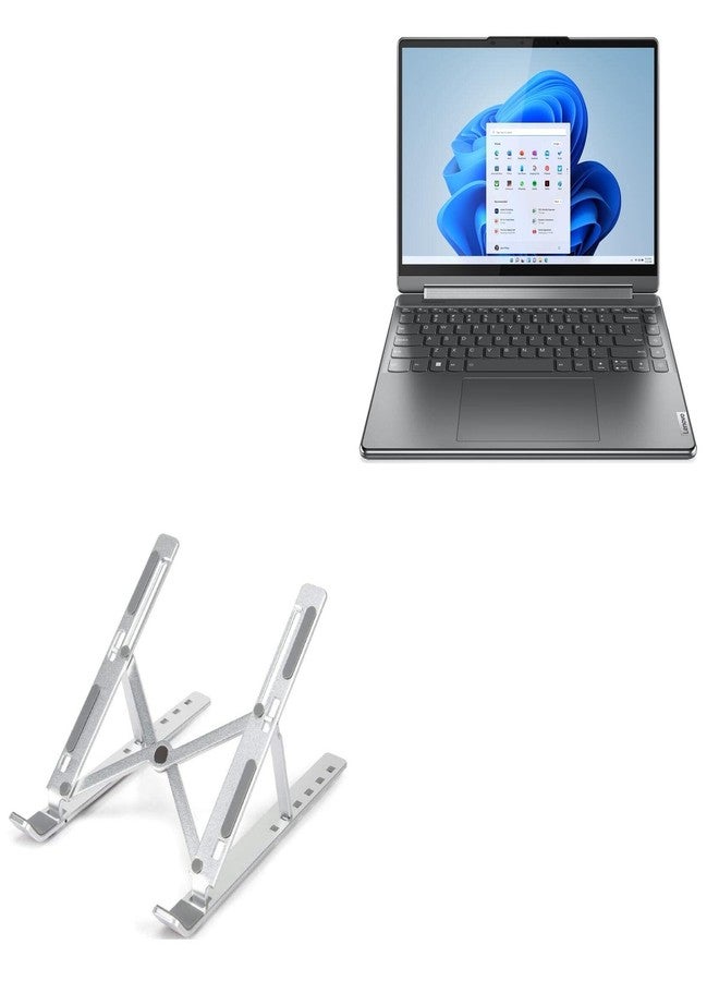 BoxWave Stand and Mount Compatible with Lenovo Yoga 9i (14 in - 82LU) - Compact QuickSwitch Stand, Portable Multi Angle Viewing Foldable Riser - Metallic Silver - Image 1