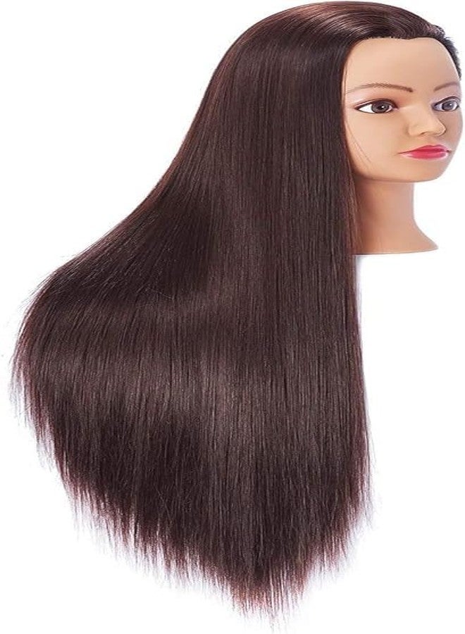 Qtavia Brown Hair Styling Training Head,Synthetic Fiber Mannequin Head Hairdresser Training Head Cosmetology Doll Head hair 30 inch long Mannequin Head - Image 3