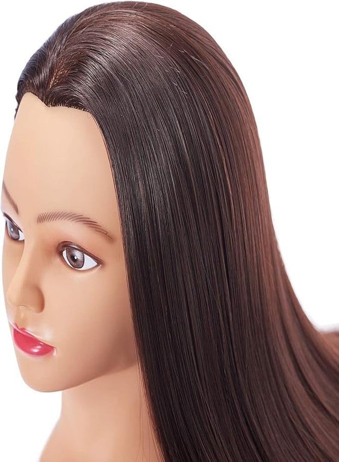 Qtavia Brown Hair Styling Training Head,Synthetic Fiber Mannequin Head Hairdresser Training Head Cosmetology Doll Head hair 30 inch long Mannequin Head - Image 5
