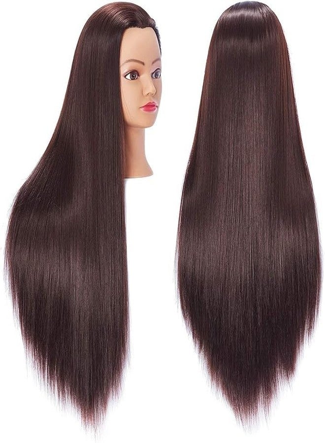 Qtavia Brown Hair Styling Training Head,Synthetic Fiber Mannequin Head Hairdresser Training Head Cosmetology Doll Head hair 30 inch long Mannequin Head - Image 2