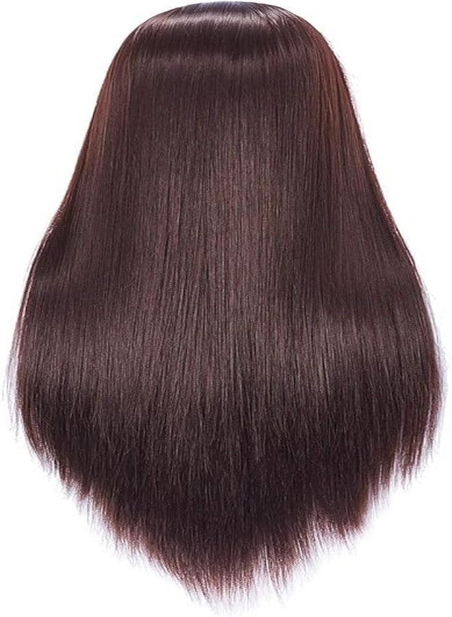 Qtavia Brown Hair Styling Training Head,Synthetic Fiber Mannequin Head Hairdresser Training Head Cosmetology Doll Head hair 30 inch long Mannequin Head - Image 4