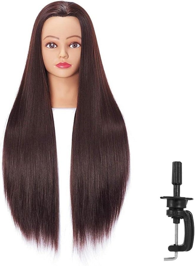 Qtavia Brown Hair Styling Training Head,Synthetic Fiber Mannequin Head Hairdresser Training Head Cosmetology Doll Head hair 30 inch long Mannequin Head - Image 1