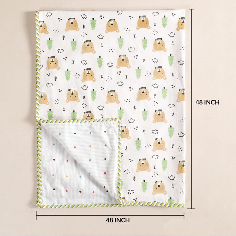 HOMEMONDE 100% Cotton Reversible Dohar for Newborn Baby Boy and Girl, 3 Layer Baby Dohar, Soft & Breathable, Ideal for All Seasons, 0-4 Years, Size- 48" x 48" (122 cm x 122 cm) - Dreamy Bear - Image 3