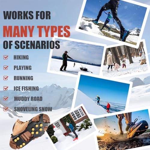HoFire Ice Cleats for Shoes and Boots, Ice Snow Traction Cleats Grippers, Non Slip Shoe Ice Grippers,10 Steel Rubber Spikes Crampons Anti Easy Slip Studs Crampons Slip-on Stretch Footwear(Black, S) - Image 5