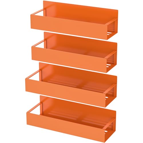 HuggieGems 4 Pack Magnetic Spice Storage Rack Organizer for Refrigerator and Oven, Orange Fridge Organizers and Storage - Image 5