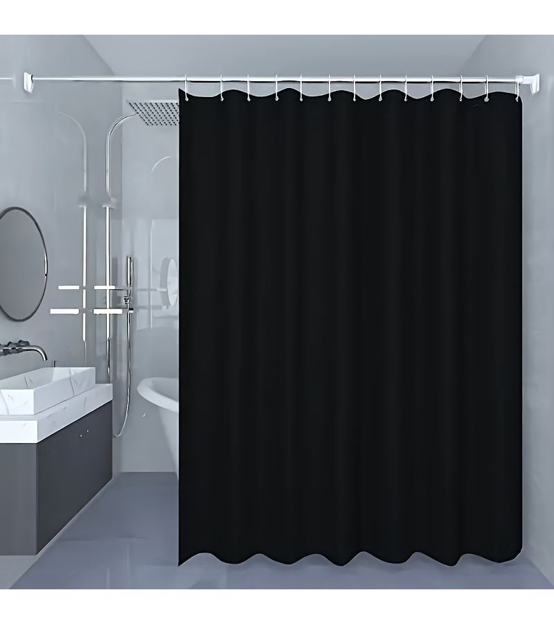 ستارة دش سوداء صلبة مع حلقات معدنية وخطافات 59x71 بوصة - Image 1