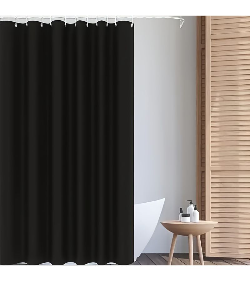 ستارة دش سوداء صلبة مع حلقات معدنية وخطافات 59x71 بوصة - Image 5