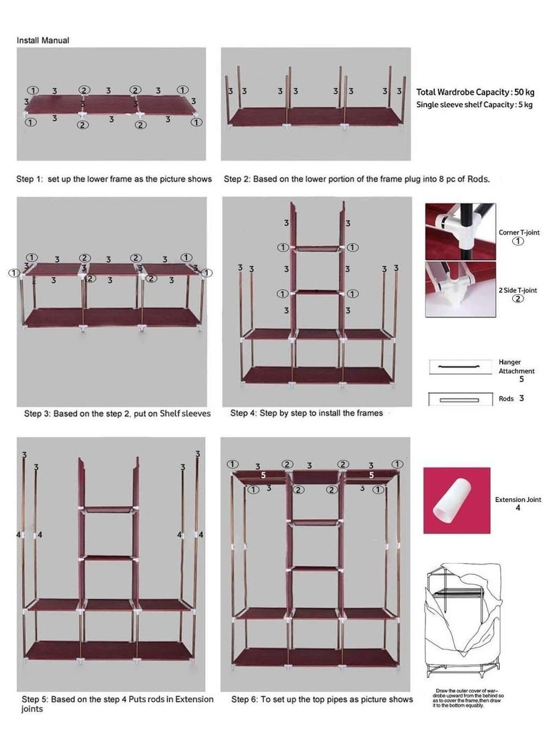 co arma Fabric clothes storage cabinet, portable, lightweight, easy to install and store - Image 2