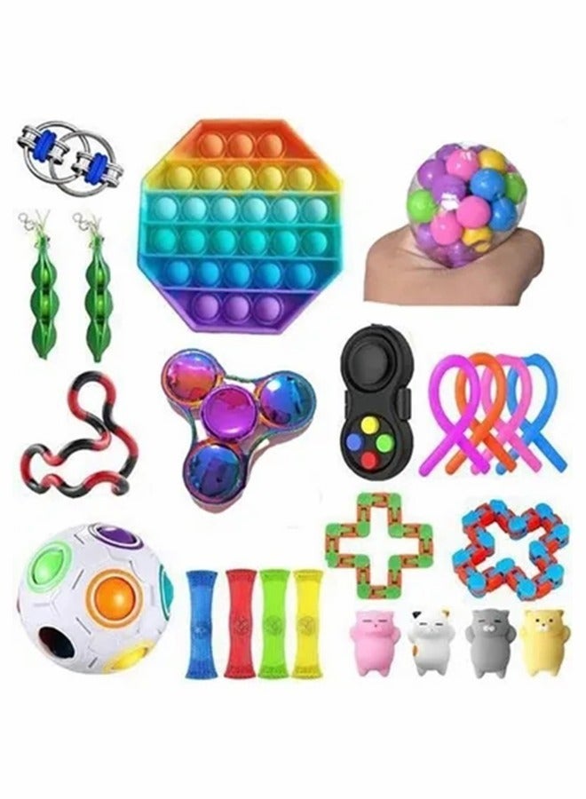 24-Piece Stress Relieve Push Pop Bubble Erogonomic Sensory Squeeze Fidget Squishy Toy Set  - Image 1